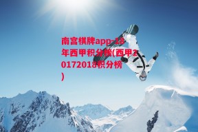 南宫棋牌app-18年西甲积分榜(西甲20172018积分榜)